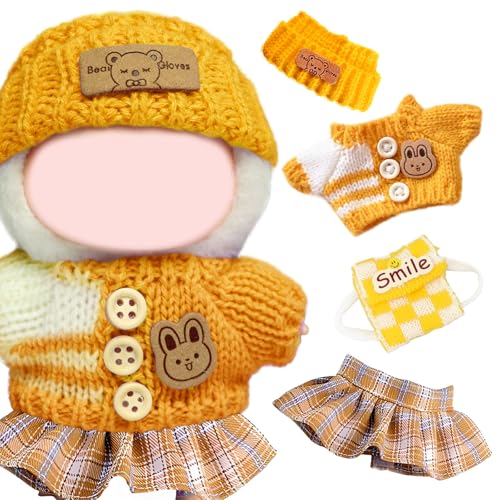 Puppenkleidung und Zubehör, 17 cm, 4 Stück, inkl. Strickrock und Huttasche für Jungen und Mädchen, Geschenk (ohne Puppe) von Saier tbo