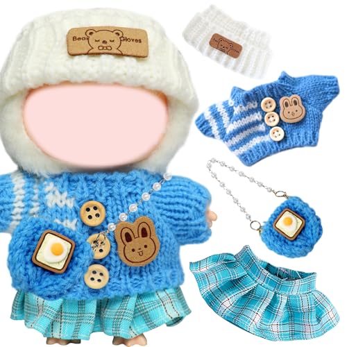 Puppenkleidung und Zubehör, 17 cm, 4 Stück, inkl. Strickrock und Huttasche für Jungen und Mädchen, Geschenk (ohne Puppe) von Saier tbo