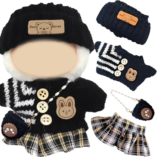 Puppenkleidung und Zubehör, 17 cm, 4 Stück, inkl. Strickrock und Huttasche für Jungen und Mädchen, Geschenk (ohne Puppe) von Saier tbo