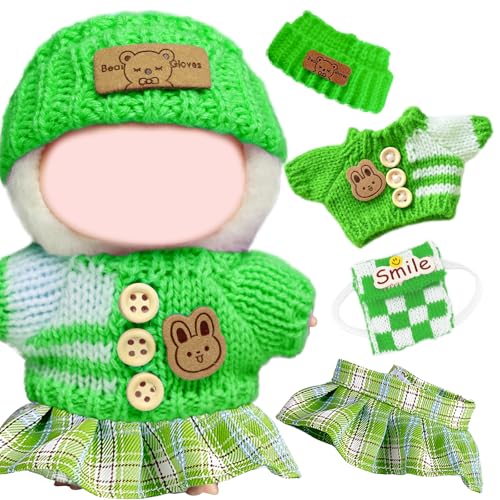 Puppenkleidung und Zubehör, 17 cm, 4 Stück, inkl. Strickrock und Huttasche für Jungen und Mädchen, Geschenk (ohne Puppe) von Saier tbo
