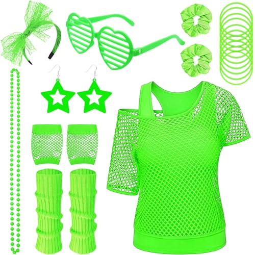 Saier tbo 20-teiliges 80er-Jahre-Kostüm-Zubehör-Set für Damen, 1980er-Jahre-Kostüm-Outfit-Set mit Fischnetz-Top, Tank-Top, Beinstulpen, Fischnetz-Handschuhen für Mädchen, 80er-Jahre-Motto-Party Saier tbo 20-teiliges 80er-Jahre-Kostüm-Zubehör-Set für Damen, 1980er-Jahre-Kostüm-Outfit-Set mit Fischnetz-Top, Tank-Top, Beinstulpen, Fischnetz-Handschuhen für Mädchen, 80er-Jahre-Motto-Party von Saier tbo