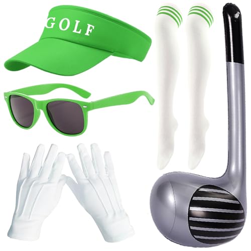 Saier tbo 5-teiliges Golf-Kostüm-Set, inklusive Golfvisier, aufblasbaren Golfschläger-Handschuhen, Kniestrümpfen und Sonnenbrille, Golf-Kostüm-Zubehör für Golfliebhaber, Frauen, Cosplay-Party Saier tbo 5-teiliges Golf-Kostüm-Set, inklusive Golfvisier, aufblasbaren Golfschläger-Handschuhen, Kniestrümpfen und Sonnenbrille, Golf-Kostüm-Zubehör für Golfliebhaber, Frauen, Cosplay-Party von Saier tbo