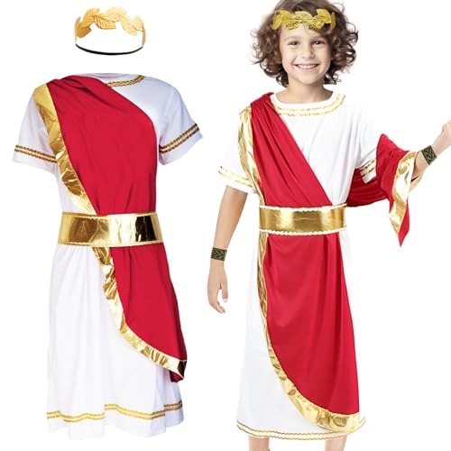 Saier tbo 5-teiliges antikes römisches griechisches Kostüm für Jungen, griechischer Gott, langer Bademantel mit Armband, Kopfschmuck, Gürtel für Kinder, römisches Deluxe, Halloween, Cosplay Saier tbo 5-teiliges antikes römisches griechisches Kostüm für Jungen, griechischer Gott, langer Bademantel mit Armband, Kopfschmuck, Gürtel für Kinder, römisches Deluxe, Halloween, Cosplay von Saier tbo