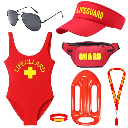 Saier tbo 7 Stück Baywatch Kostüm Set, Rettungsschwimmer Kostüm Zubehör Kit mit Bodysuit Mütze Aufblasbarem Board für Herren Damen Erwachsene Strand Pool Halloween Cosplay Party Saier tbo 7 Stück Baywatch Kostüm Set, Rettungsschwimmer Kostüm Zubehör Kit mit Bodysuit Mütze Aufblasbarem Board für Herren Damen Erwachsene Strand Pool Halloween Cosplay Party von Saier tbo