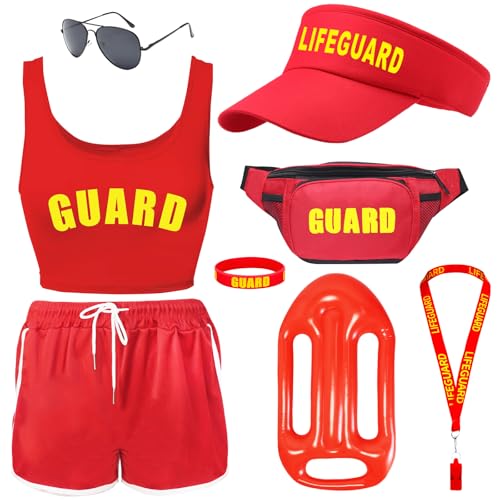 Saier tbo 8 Stück Baywatch Kostüm Set, Rettungsschwimmer Kostüm Zubehör Kit mit Weste Shorts Aufblasbares Board für Herren Damen Erwachsene Strand Pool Halloween Cosplay Party Saier tbo 8 Stück Baywatch Kostüm Set, Rettungsschwimmer Kostüm Zubehör Kit mit Weste Shorts Aufblasbares Board für Herren Damen Erwachsene Strand Pool Halloween Cosplay Party von Saier tbo