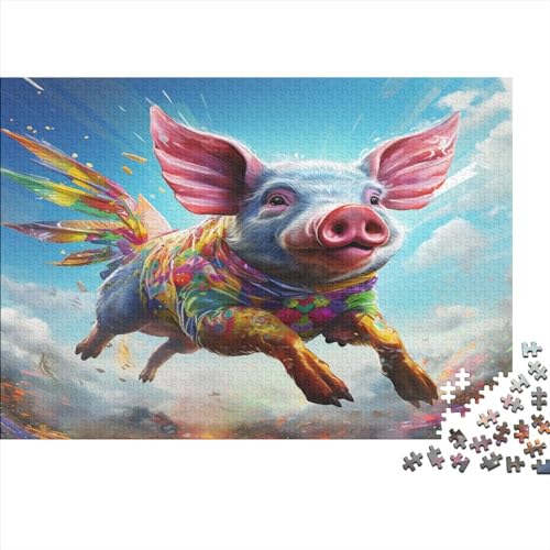 SaifFe Fliegendes Schwein, Puzzle Für Schwein, Puzzle Für Erwachsene, Lernspiele, Heim-Puzzle, Dekoration, Herausforderndes Spiel, Schwierig, Präzises Zusammenstecken/Style/1000Pcs (75 * 50Cm) von SaifFe