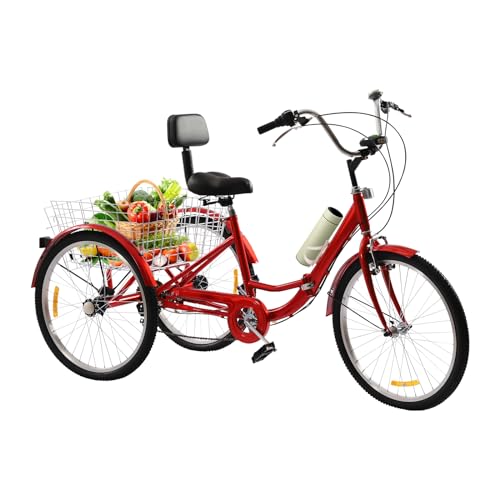 24 Dreirad für Erwachsene Zoll Fahrrad mit Korb 3 Rad Fahrrad 3 Rad Dreirad Faltbares mit 3 Rad für 7 Gang Klappbar HöHenverstellbar DreiräDer Senioren 7 Gang Jugendliche Max Belastung 120kg Rot 24 Dreirad für Erwachsene Zoll Fahrrad mit Korb 3 Rad Fahrrad 3 Rad Dreirad Faltbares mit 3 Rad für 7 Gang Klappbar HöHenverstellbar DreiräDer Senioren 7 Gang Jugendliche Max Belastung 120kg Rot von SailorMoon