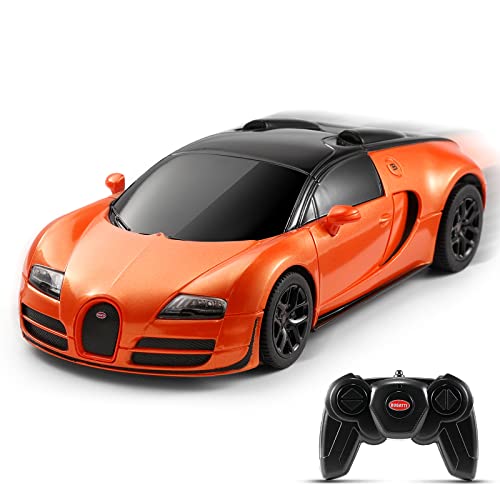 SainSmart Jr. 1:24 Ferngesteuertes Auto, Offizielles Lizenziert Bugatti Veyron, RC Modell Auto Car Spielzeug Geschenk für Kinder Erwachsene (orange) von SainSmart Jr.