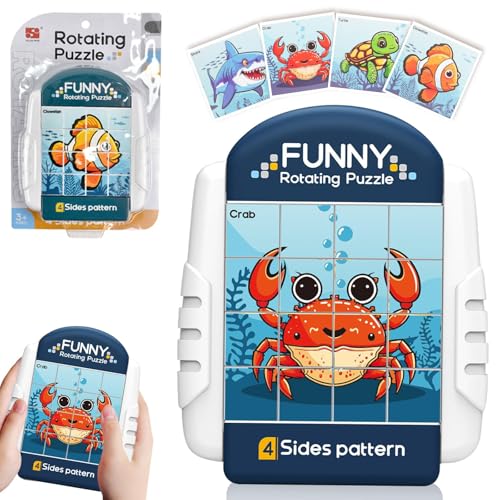Drehbares 3D Puzzle,16 Teile 3D Puzzle Kinder Geduldspiele Schiebepuzzle Knobelspiele Rotierendes für 3 4 5 6 Jahre Jungen Mädchen Kleine Gschenke für Kinder von Saituo Home
