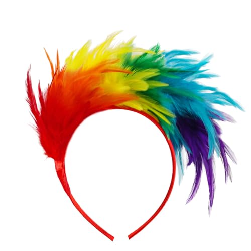 Saiyana Festival -Plume -Haarband für Tanzveranstaltung Kostüm Haarbandbühne Auftritte Hairhoop 1920er Themenereignis Dressing R(Regenbogenfarbe) von Saiyana