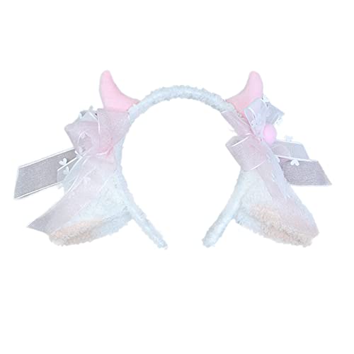 Saiyana Kopfbedeckung Schaf Ohr Ohrstirnband Mädchen Süße Plüschhaarbänder Schaf Horn Bögen Schaf Cosplay Schaf Ohr Hair Hoop von Saiyana