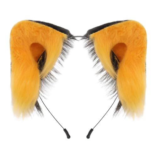 Saiyana Pelzige Plüschkatzen Ohren Hairhoop Weich handgefertigtes Haarstyling -Accessoire für Halloween Rollenspiel Party Kostüm(Schwarz Orange) von Saiyana