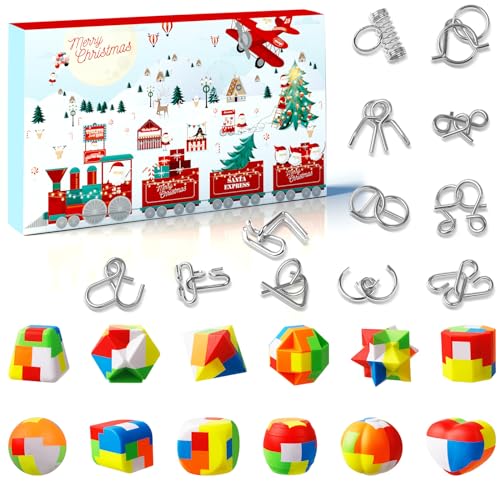 Adventskalender 2024 Knobelspiele für Kinder & Erwachsene-24 Tage von Weihnachtskalender Geschenke mit Metall Knobelei und 3D Holzk, Geschicklichkeitsspiele, IQ Puzzle für Jungen Mädchen Teenager Adventskalender 2024 Knobelspiele für Kinder & Erwachsene-24 Tage von Weihnachtskalender Geschenke mit Metall Knobelei und 3D Holzk, Geschicklichkeitsspiele, IQ Puzzle für Jungen Mädchen Teenager von Sakmilu