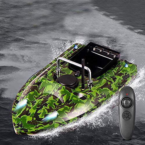 Futterboot Köderboot, 500m Ferngesteuert Fishing Bait Boat mit LED-Licht, 2 Stunden Fahrzeit, Karpfenangeln Angler Geschenke für Männer Ladegewicht von 1,5 kg Tarnung von Salmeee