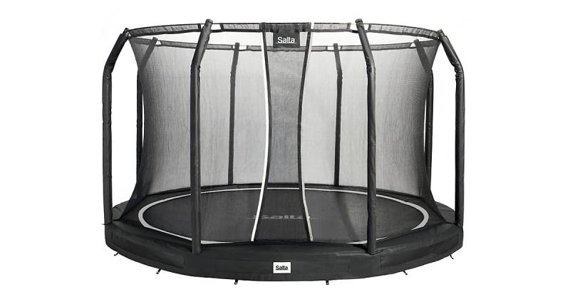 Outdoor-Bodentrampolin Premium Ground Inklusive Sicherheitsnetz 366 cm - Schwarz schwarz von Salta