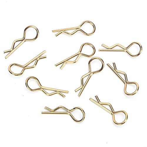 Saluaqui 10pcs RC Car Shell Clips R -Shape Metall Body Clips Pins füR 1/5 1/6 /8/10 RC -Auto Gold, Starke Haltbarkeit und Einfache Installation (Gold) von Saluaqui
