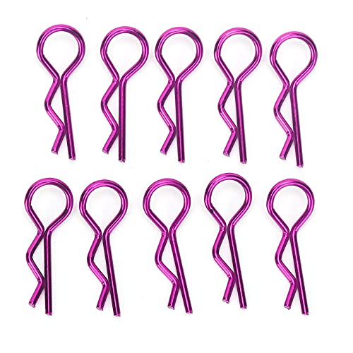 Saluaqui 10pcs RC Car Shell Clips R -Shape Metall Body Clips Pins füR 1/5 1/6 /8/10 RC -Auto Gold, Starke Haltbarkeit und Einfache Installation (Purple) von Saluaqui