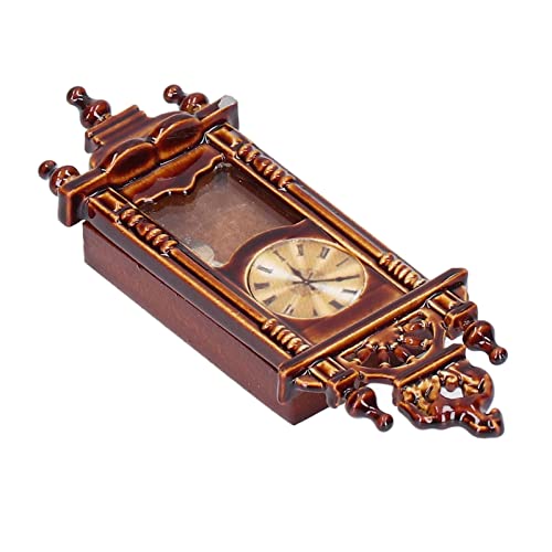 Saluaqui Antiquitäten 1:12 Puppenhaus Uhr Dekoration mit Holzlegierung - Elegante Miniaturwanduhr für Puppenhäuser, Zimmer und Hausmodelle von Saluaqui