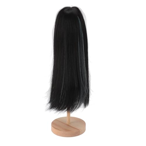 Saluaqui Doppelte Farbe Lange Gerade Puppenperücken für 1/4 Kugelgelenkpuppen - Simulation Weiche Hochtemperaturfaser mit Pony in Schwarz und Seeblau (schwarz, seeblau) von Saluaqui