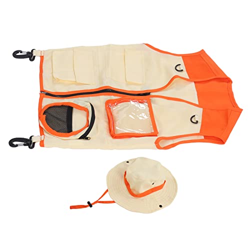 Saluaqui Kids Outdoor Adventure Weste und Hut -Set mit 4 Taschen Zum Erkunden und Camping, Waschbares Abenteuerkostüm für (ORANGE) von Saluaqui