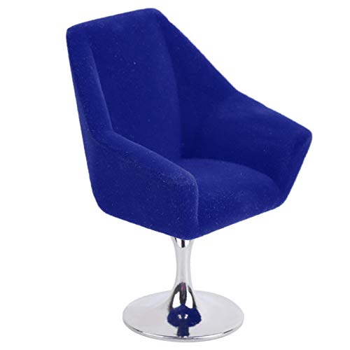Saluaqui Mini Möbelsemair mit Exquisitem Schnitzdesign für 1:12 Puppenhaus - Blauer, Verlockender Rotierbarer Stuhl für Miniatur -Wohnkultur (Blue) von Saluaqui