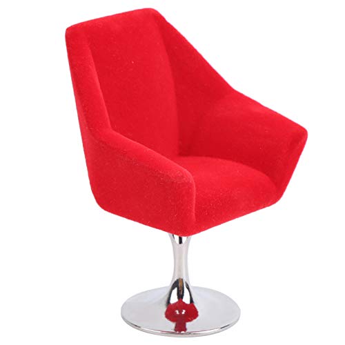 Saluaqui Mini Möbelsemair mit Exquisitem Schnitzdesign für 1:12 Puppenhaus - Blauer, Verlockender Rotierbarer Stuhl für Miniatur -Wohnkultur (Rot) von Saluaqui