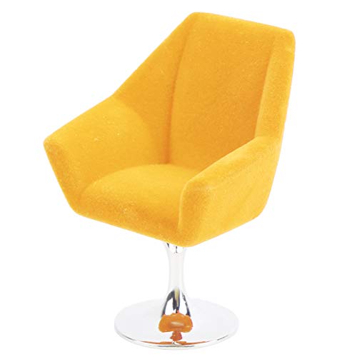 Saluaqui Mini Möbelsemair mit Exquisitem Schnitzdesign für 1:12 Puppenhaus - Blauer, Verlockender Rotierbarer Stuhl für Miniatur -Wohnkultur (Yellow) von Saluaqui