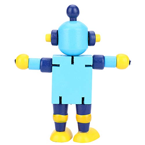 Saluaqui Pädagogisches Holzroboterspielzeug für - Interaktives und Einfallsreiches Lernspielzeug - Flexibler Roter Holzroboter mit Niedlichem Design (Blue) von Saluaqui