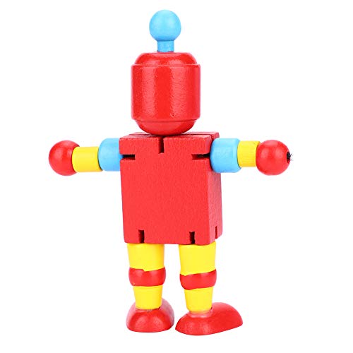 Saluaqui Pädagogisches Holzroboterspielzeug für - Interaktives und Einfallsreiches Lernspielzeug - Flexibler Roter Holzroboter mit Niedlichem Design (Rot) von Saluaqui