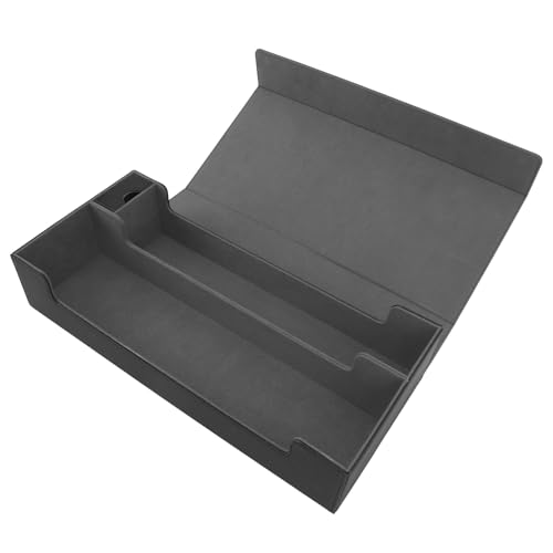 Saluaqui Premium -Kartenspeicherbox mit Magnetverschluss und Schubladen - Hält über 550 Spielkarten Graue PU Lederkartendecks für Handel und Visitenkarten (Black) von Saluaqui
