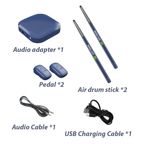 Saluaqui Professionelle Elektrelufttrommel -Set mit Fortschrittlicher Erfassungsalgorithmus, Vielseitiger Konnektivität und Langer Akkulaufzeit für Anfänger und Professionelle Schlagzeuger (Navy blau) von Saluaqui