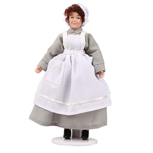 Saluaqui Puppenhaus Miniatur Porzellan Puppenmodell mit Biegbaren Keramikgliedern und Stand - 1:12 Skala Man Servant Chef Puppe für Sammlerpuppenhauszubehör (#2) von Saluaqui