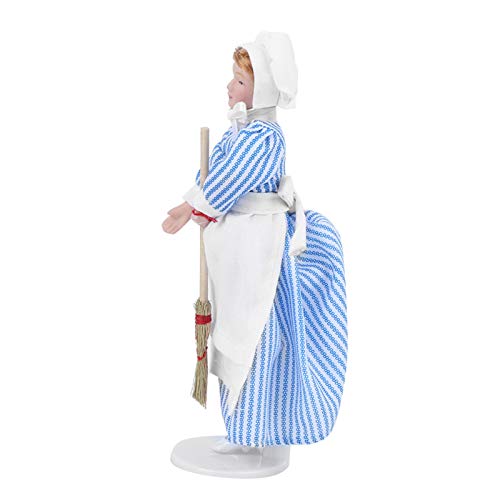 Saluaqui Puppenhaus Miniatur Porzellan Puppenmodell mit Biegbaren Keramikgliedern und Stand - 1:12 Skala Man Servant Chef Puppe für Sammlerpuppenhauszubehör (#3) von Saluaqui