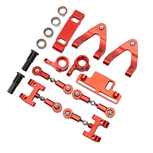 Saluaqui RC -Metallzubehör mit Oberen Unteren Suspensionsarm und Lenkbecher, Aluminiumlegierungskonstruktion für WPL D12 RC -Auto, Silber (Rot) von Saluaqui