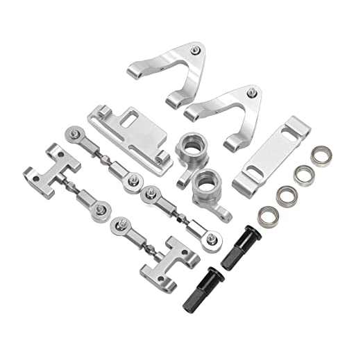 Saluaqui RC -Metallzubehör mit Oberen Unteren Suspensionsarm und Lenkbecher, Aluminiumlegierungskonstruktion für WPL D12 RC -Auto, Silber (Silver) von Saluaqui