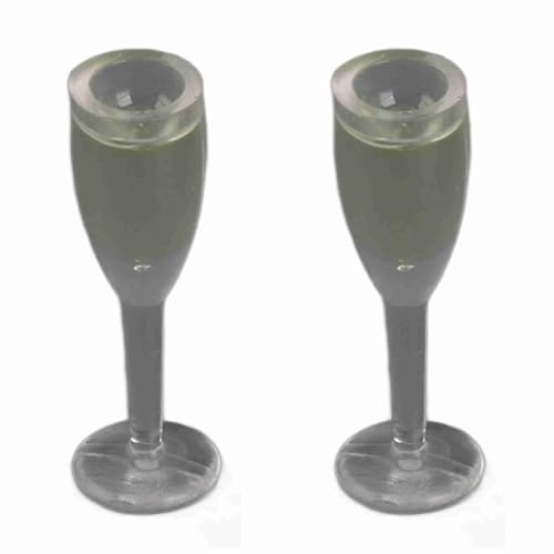 Saluaqui Realistische Miniaturpuppenhaus -Champagner -Glas Set 2PCS Mini Champagnerbecher für 1:12 Puppenhausdekor und Accessoires (Eine Champagnergläser) von Saluaqui