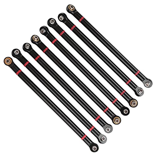 Saluaqui [Upgrade Metall Pull -Stange -Kit für Axial SCX10 8pcs Aluminiumlegierung 1/10 Linkstange, Rot, Hohe Simulation für RC Crawler Autos, 313 mm Achsabstand Verbesserung (Black) von Saluaqui