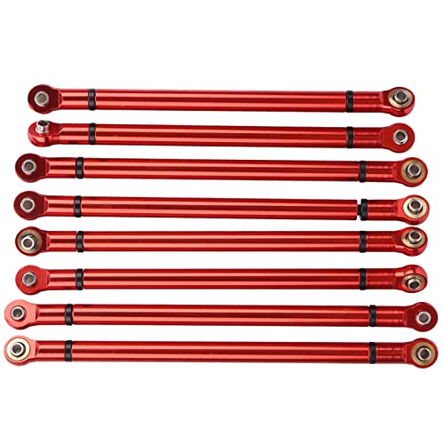 Saluaqui [Upgrade Metall Pull -Stange -Kit für Axial SCX10 8pcs Aluminiumlegierung 1/10 Linkstange, Rot, Hohe Simulation für RC Crawler Autos, 313 mm Achsabstand Verbesserung (Rot) von Saluaqui