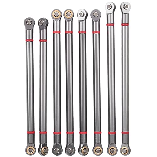 Saluaqui [Upgrade Metall Pull -Stange -Kit für Axial SCX10 8pcs Aluminiumlegierung 1/10 Linkstange, Rot, Hohe Simulation für RC Crawler Autos, 313 mm Achsabstand Verbesserung (Ti-Farbe) von Saluaqui