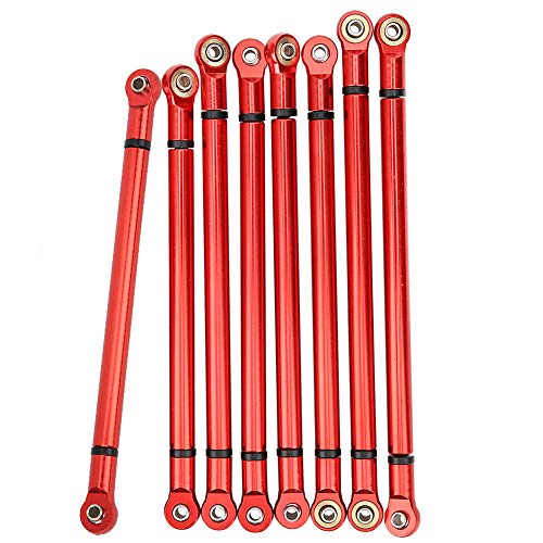 Saluaqui Verbesserte Aluminium -Legierungs -Verbindungsstäbe für SCX10 RC Crawler Car, 8pcs Set, Geeignet für 1/10 Skala 313 mm Radstand, Einfache Installation, Haltbares Rotes RC Zubehör (Rot) von Saluaqui