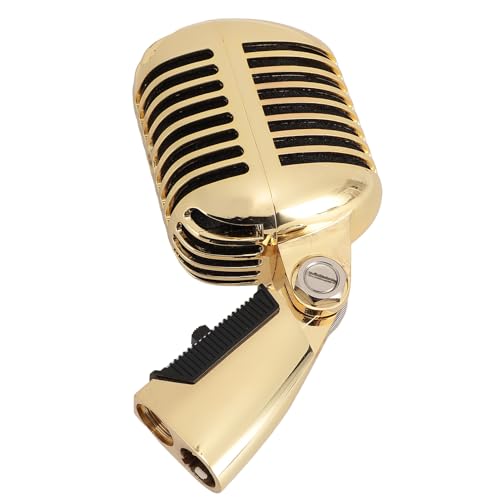 Saluaqui Vintage -Mikrofon mit Cardioid -Design Zinklegierung Retro Stil Dynamisches Vokalmikrofon mit Selbstspannendem Schwenkrock für KTV Performances Gold (GOLD) von Saluaqui