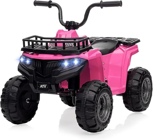 Elektrisches Quad 12 V für Kinder von 2 – 5 Jahren – Geländefahrzeug mit Musik, LED, 2 Geschwindigkeitsstufen und soliden Reifen – sicheres Spielzeug für Jungen und Mädchen (Rosa) von Salutmeuble