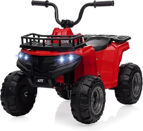 Elektrisches Quad 12 V für Kinder von 2 – 5 Jahren – Geländefahrzeug mit Musik, LED, 2 Geschwindigkeitsstufen und soliden Reifen – sicheres Spielzeug für Jungen und Mädchen (rot) von Salutmeuble