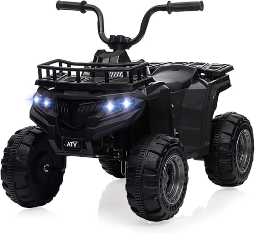 Elektrisches Quad 12 V für Kinder von 2 – 5 Jahren – Geländefahrzeug mit Musik, LED, 2 Geschwindigkeitsstufen und soliden Reifen – sicheres Spielzeug für Jungen und Mädchen (schwarz) von Salutmeuble