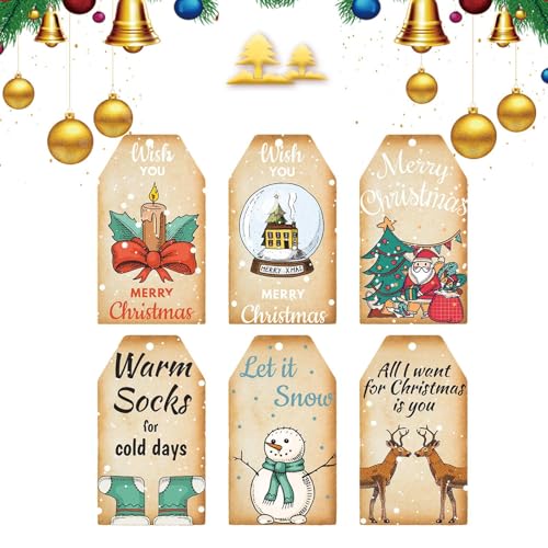 Salyeeluly Weihnachtsgeschenkanhänger mit Schnur, Anhänger, 60 Stück Weihnachtsanhänger Dekoration Weihnachtsanhänger, Weihnachtsdekorationsanhänger, Weihnachtsbänder für Salyeeluly Weihnachtsgeschenkanhänger mit Schnur, Anhänger, 60 Stück Weihnachtsanhänger Dekoration Weihnachtsanhänger, Weihnachtsdekorationsanhänger, Weihnachtsbänder für von Salyeeluly