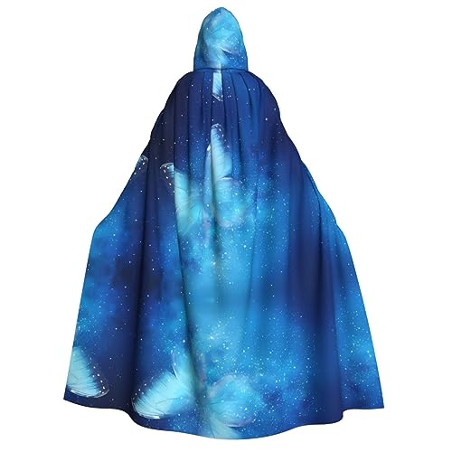 Blauer Sternenschmetterling Kapuzenumhang – Erwachsene Damen Herren Rollenspiel-Kostüm – perfekt für Halloween, Ostern, Karneval und Partys von SamLng