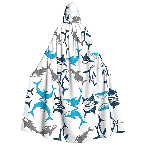 Cartoon Haie Kapuzenumhang – Erwachsene Damen Herren Rollenspiel Kostüm – perfekt für Halloween, Ostern, Karneval und Partys Cartoon Haie Kapuzenumhang – Erwachsene Damen Herren Rollenspiel Kostüm – perfekt für Halloween, Ostern, Karneval und Partys von SamLng