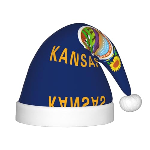 Kansas State Flag Weihnachtsmütze – klassische Weihnachtsmann- und Neujahrsparty-Kopfbedeckung – perfekt für Feiertage, Halloween Kansas State Flag Weihnachtsmütze – klassische Weihnachtsmann- und Neujahrsparty-Kopfbedeckung – perfekt für Feiertage, Halloween von SamLng