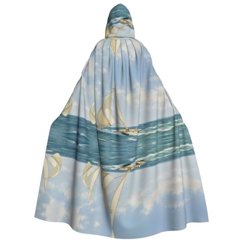 Kapuzenumhang mit Segelboot, Schiff, Landschaft, Erwachsene, Damen, Herren, Rollenspiel-Kostüm, perfekt für Halloween, Ostern, Karneval und Partys von SamLng