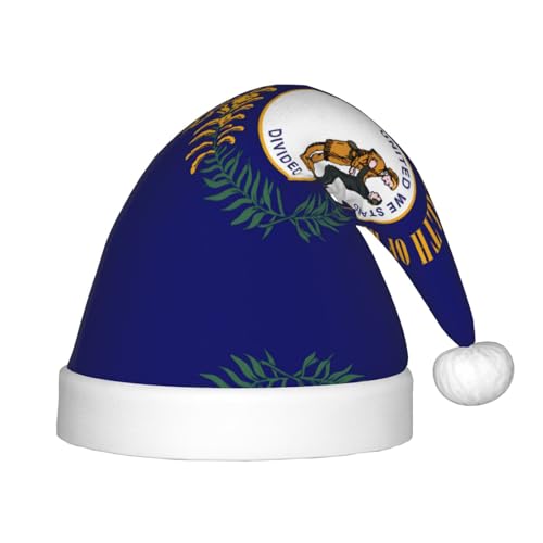 Kentucky State Flag Weihnachtsmütze – klassische Weihnachtsmann- und Neujahrsparty-Kopfbedeckung – perfekt für Feiertage, Halloween von SamLng